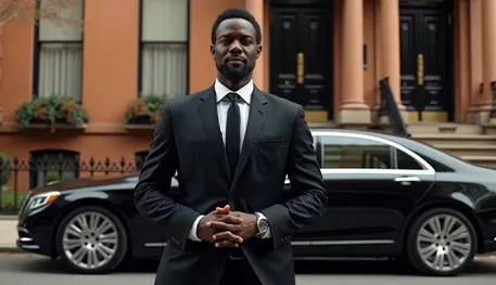 Luxury black car service in Dallas TX with professional chauffeur